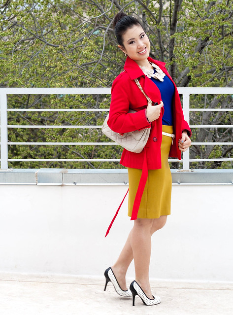flower necklace yesstyle chanel flap j. crew double serge pencil skirt ochre red peacoat