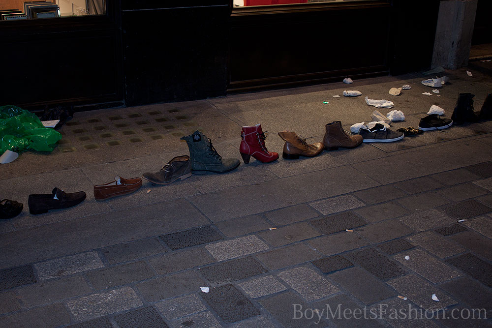 Random shoes left on the Heddon street at night!