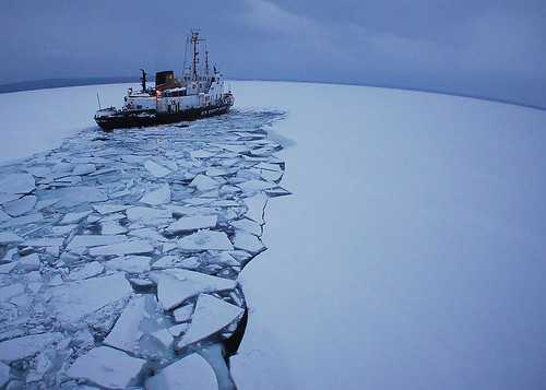 USCGC Katmai Bay ice breaking in the Great Lakes