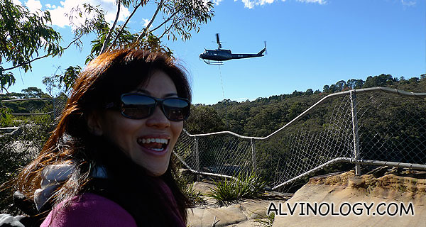 We were as high up the Blue Mountains as this helicopter was!