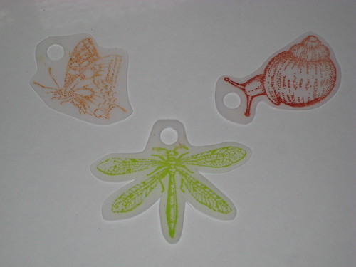 Day 57:  Rubber Stamped Shrink Plastic Charms (before)