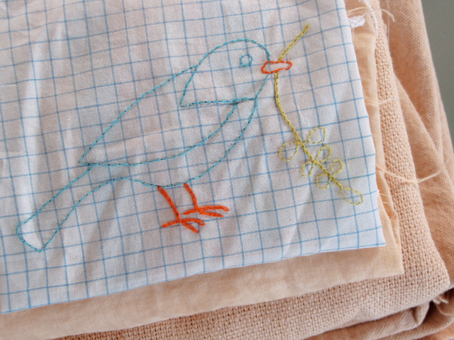Embroidered bird hankie