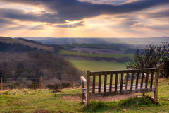 uk sunset panorama bench landscape chair view south hill hampshire winchester hants