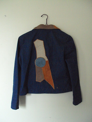 Vintage Denim Jacket with Leather Detail (back)