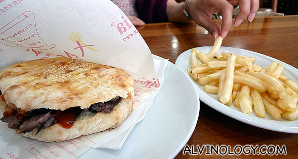 Beef Doner Kebab sandwich - we ordered a set, hence it came with fries and a drink