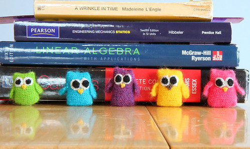 crochet owls with books
