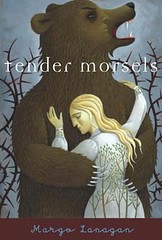 Tender Morsels cover showing a bear hugging a blond woman