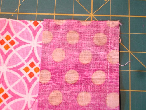 Altered Four Square Quilt Block Tutorial: Sewing the Middle Pair - Closeup