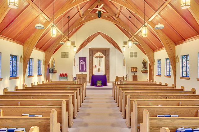 Saint Nicholas Roman Catholic Church, in Pocahontas, Illinois, USA - nave