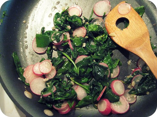 radishes and spinach