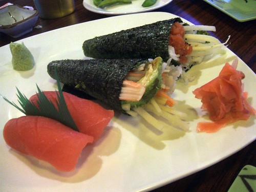 Hand rolls and salmon