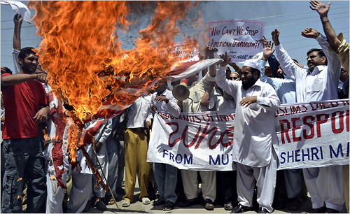 Pakistani demonstrating against the killing of over 20 civilians in a CIA drone attack in northern Wazirastan. The US is now deploying drones to the North African state of Libya. by Pan-African News Wire File Photos