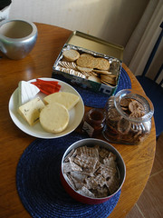 Cheeses with crackers and jam