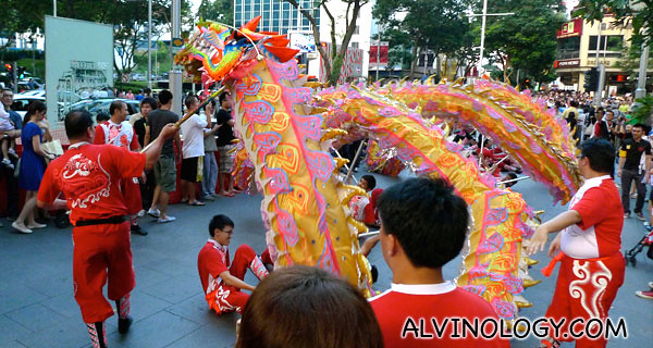 Dragon dance along Orchard Road
