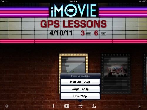 iMovie for iPad Export Size Options