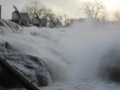the Might Hudson rages from melting and raining at Glens Falls