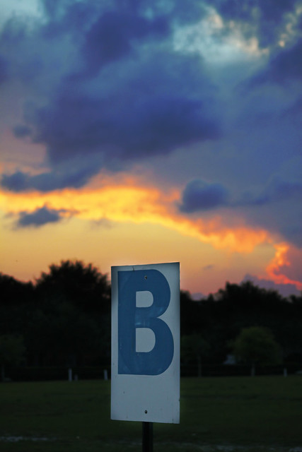 B sign sunset