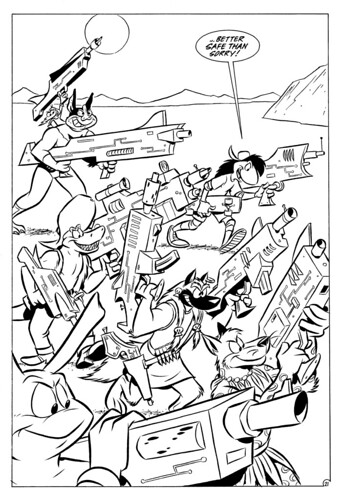 Mighty Mutanimals #4, pg.21 .. B/W art by Mike Kazaleh  (( 1992 ))  [[ Courtesy of Mike Kazaleh ]]