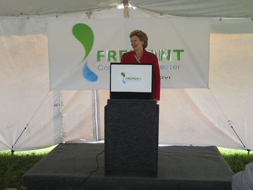 U.S. Sen. Debbie Stabenow, chairwoman of the Senate Committee on Agriculture, Nutrition and Forestry, speaks at the groundbreaking for the Fremont, Michigan, Community Digester.