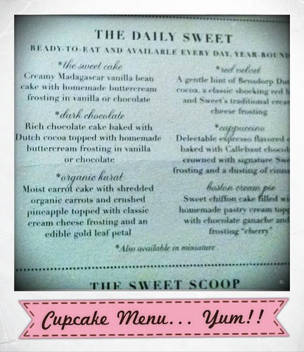 Cupcake menu