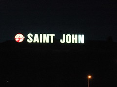 Saint John sign at night