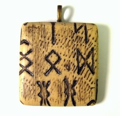 Faux Bone Ancient Runes Pendant