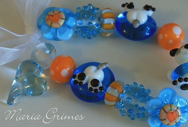 Dog Paddle Lampwork Beads