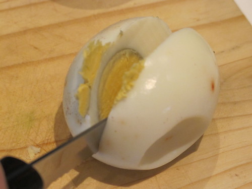 Slicing the eggs