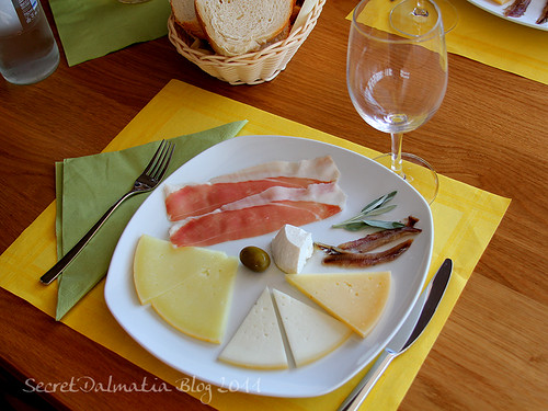 Sampling of all cheeses made at Gligora dairy