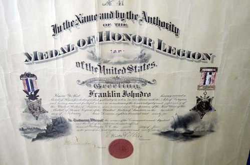 Medal of Honor Certificate Franklin Johndro