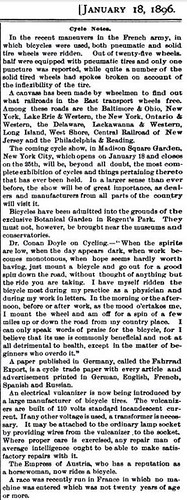 Scientific American, January 18, 1896, Cycling column, pt 1