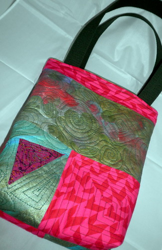 Hand Painted, Machine Quilted Tote Bag