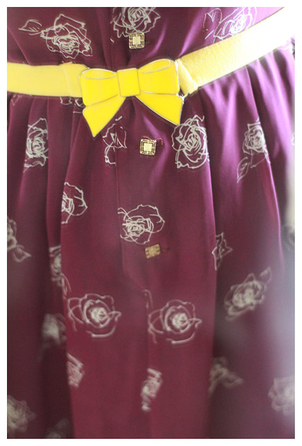 Purple Vintage Dress & Yellow Belt