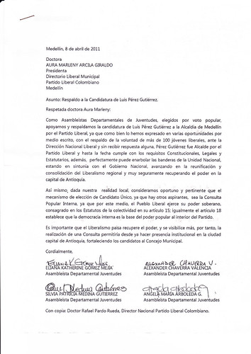Asambleistas Departamentales de Juventudes apoyan a Luis Pérez by Luis Pérez Gutiérrez