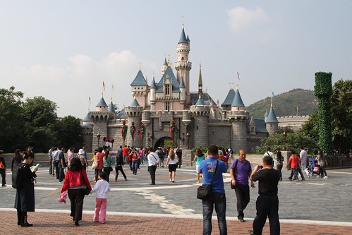 Sleeping Beauty Castle - can you spot the blonde in a sea of black hair?