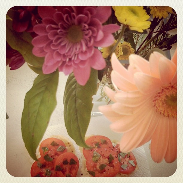 spring flowers + caprese = wonderful