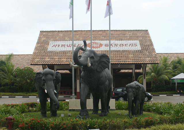The signature elephant statues at Nirwana Gardens