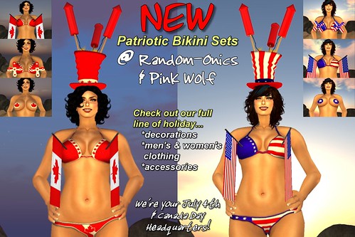 deluxe women's patriotic bikini set - Canadian & US combo with ad text