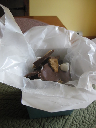 Smore bark in takeout container