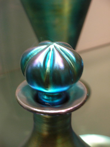 Blue Aurene Glass Stopper by Frederick Carder