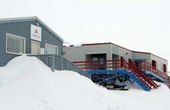 Economic development pre- and post-land claim: French nuclear giant Areva’s Baker Lake office is next to the Jessie Oonark centre, opened in 1992 as a successor to the 1960s arts and craft centres set up to encourage Inuit to use artwork as a source of income. J. Kneen photo.