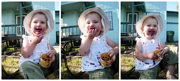 Toddler eating berries