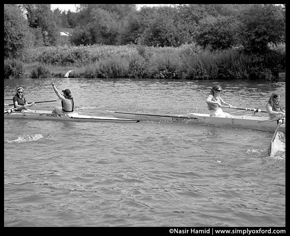 One of the rowing crews gets bumped