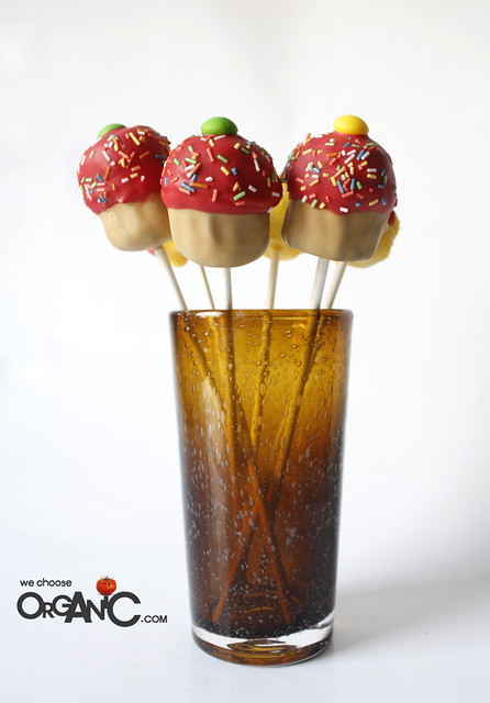 cupcake pops - valentines day, birthday, yellow red, vanilla