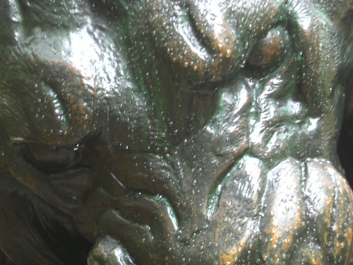 bronze statue in the rain