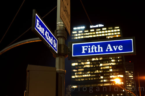 42nd Street and Fifth Avenue sign