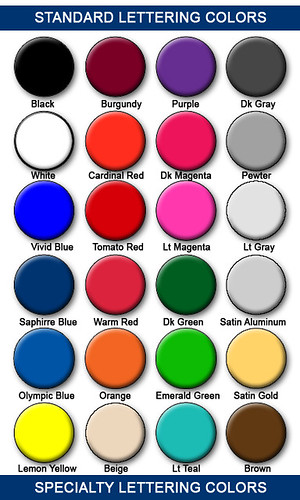 The Sign Studio in Burbank CA - Sign Color Chart 