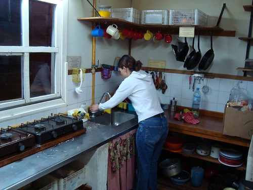 Claudia in hostal kitchen, El Chalten