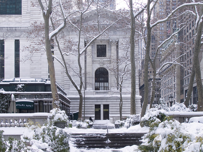 NYPL in the snow