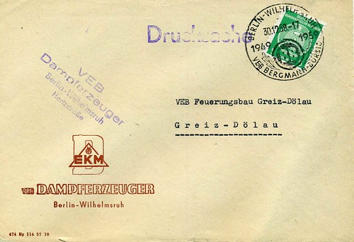 VEB Dampferzeuger, Berlin Wilhelmsruh, 1959.  Dienstbrief.